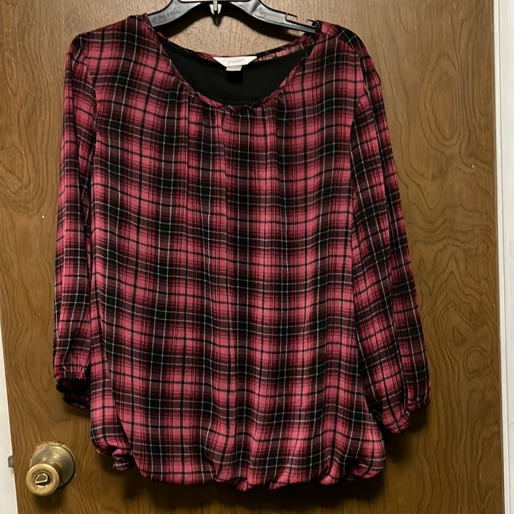 CJ banks maroon plaid shirt size 1X
